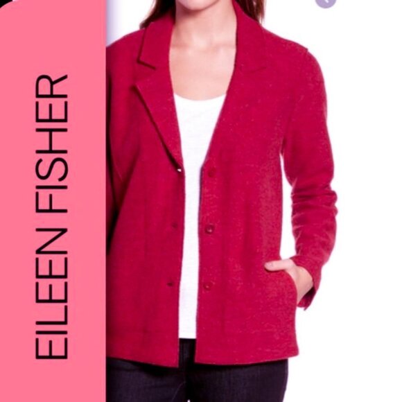 Eileen Fisher Boilded100% merino wool Cardigan Jacket Size Medium - Picture 1 of 14